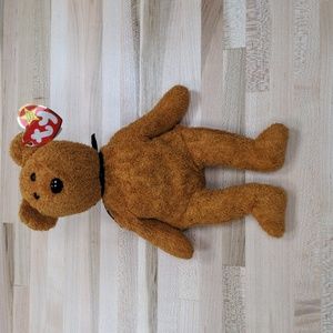 Ty Beanie Baby Fuzz the Bear 1999 Retired Golden Brown Fuzzy Plush Toy OS